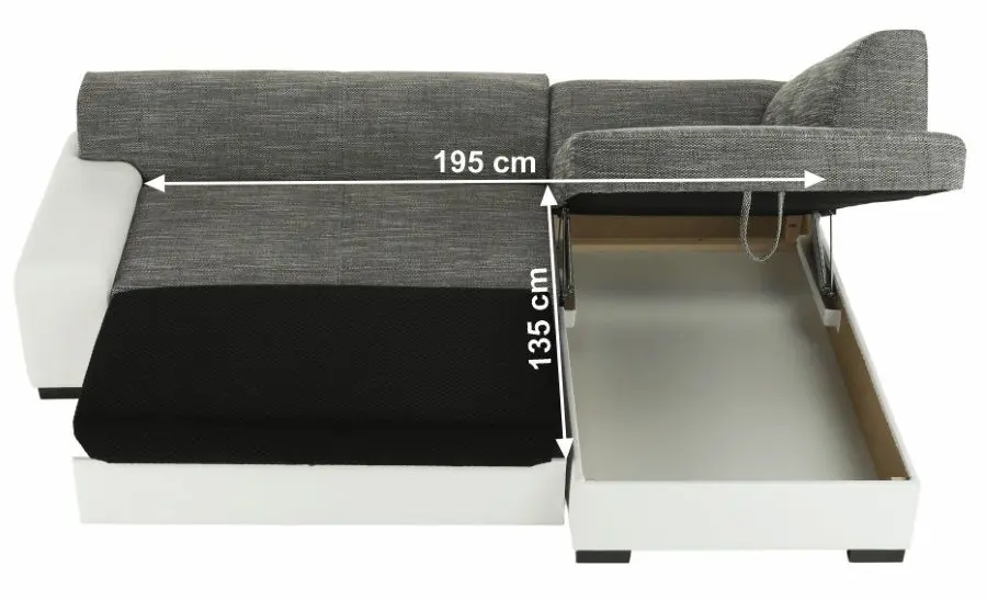 Canapea de colt extensibila Mobhaus Minerva Right (White/Gray) - 10