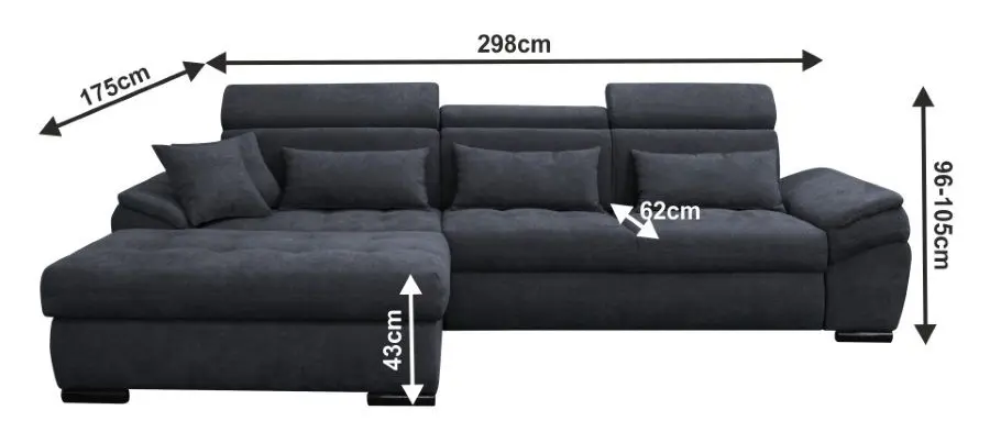 Canapea de colt extensibila Mobhaus Natik New Left (Gray) - 2