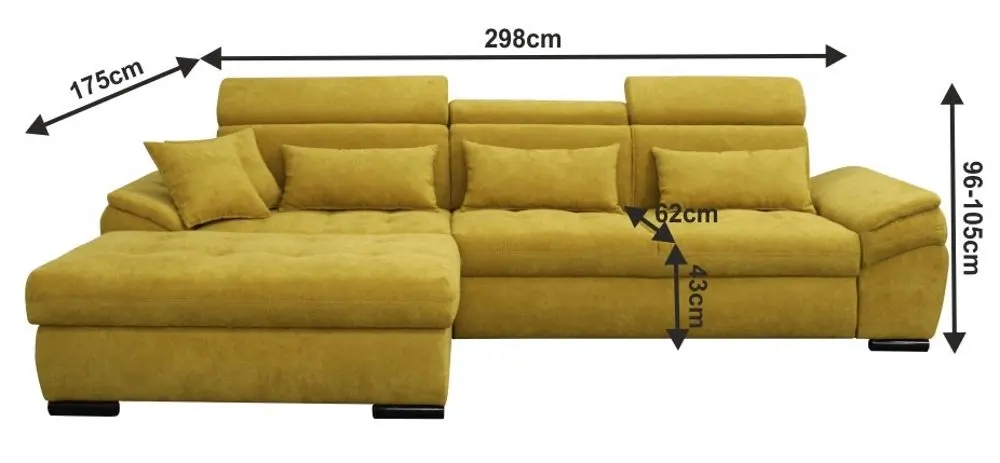Canapea de colt extensibila Mobhaus Natik New Right (Mustard) - 4
