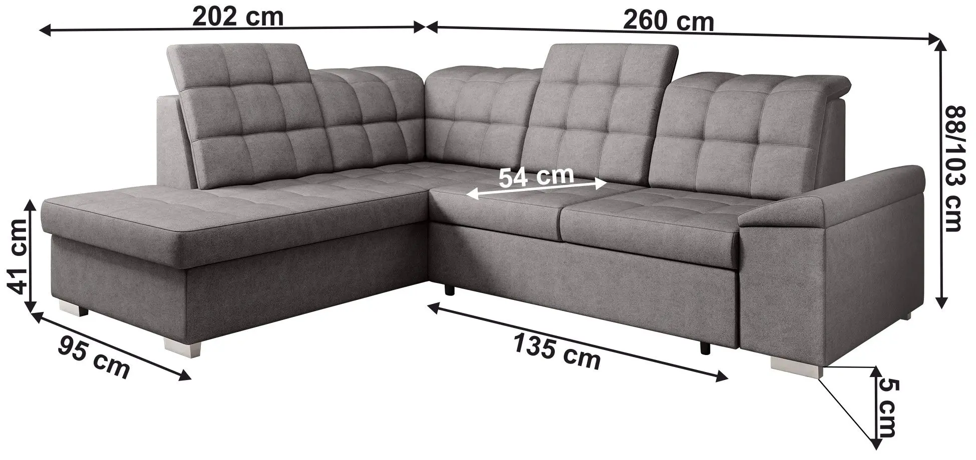 Диван угловой раскладной Mobhaus Oreo Roh Left (Gray-Brown)