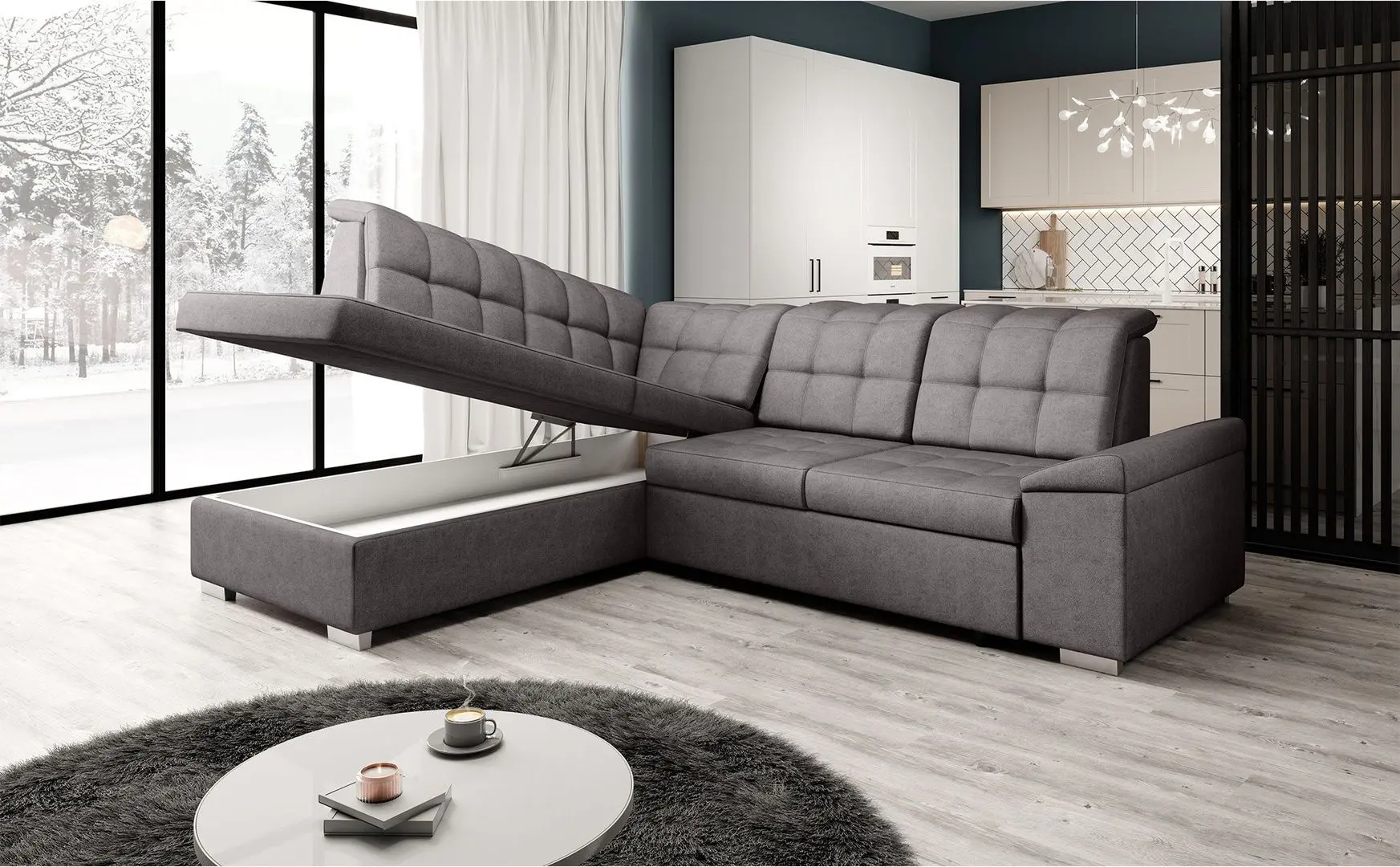 Диван угловой раскладной Mobhaus Oreo Roh Left (Gray-Brown)