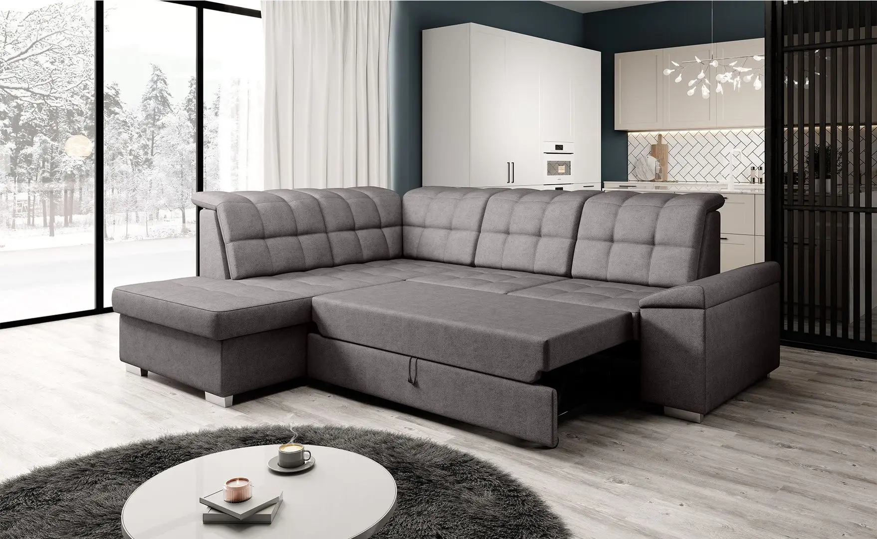 Диван угловой раскладной Mobhaus Oreo Roh Left (Gray-Brown)