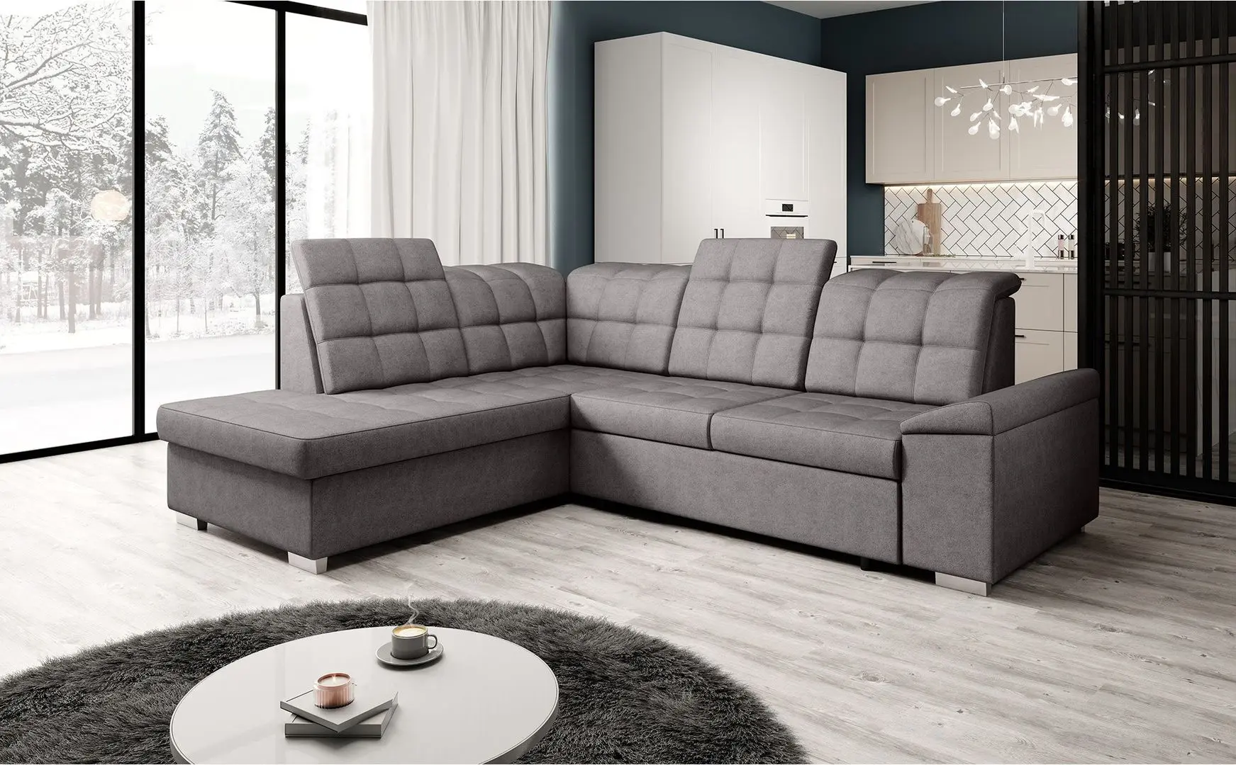 Диван угловой раскладной Mobhaus Oreo Roh Left (Gray-Brown)