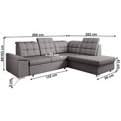 Canapea de colt extensibila Mobhaus Oreo Roh Right (Gray-Brown) Thumb