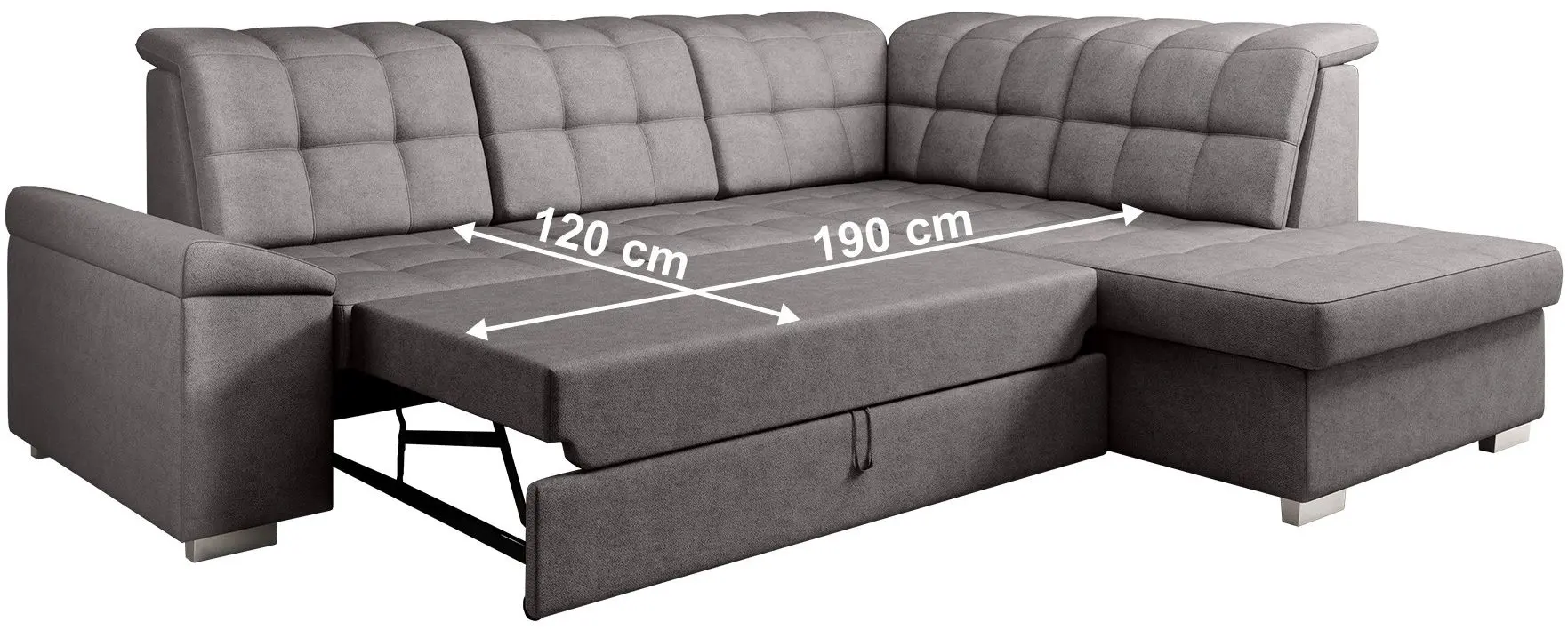 Canapea de colt extensibila Mobhaus Oreo Roh Right (Gray-Brown)