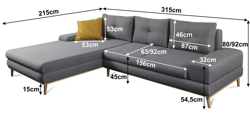 Sectiune canapea extensibila Mobhaus Panos Left (Gray/Mustard) - 5