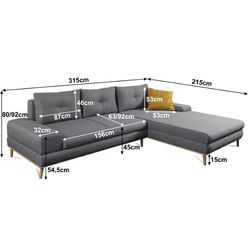 Sectiune canapea extensibila Mobhaus Panos Right (Gray/Mustard) Thumb