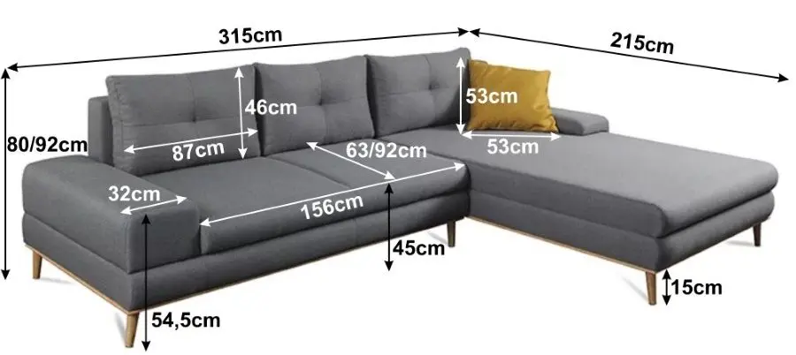 Sectiune canapea extensibila Mobhaus Panos Right (Gray/Mustard) - 5