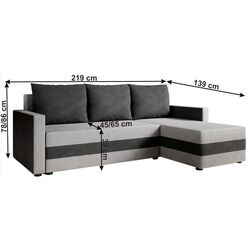 Canapea de colt extensibila Mobhaus Paulita (Black/Gray) Thumb