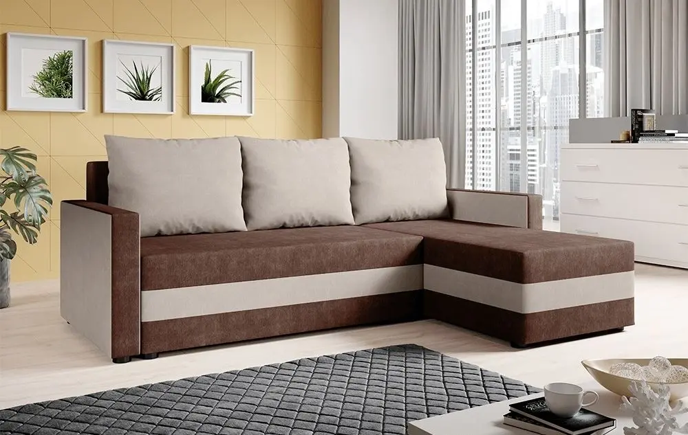Canapea de colt extensibila Mobhaus Paulita (Brown/Beige) - 2