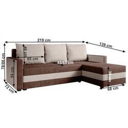 Canapea de colt extensibila Mobhaus Paulita (Brown/Beige) Thumb