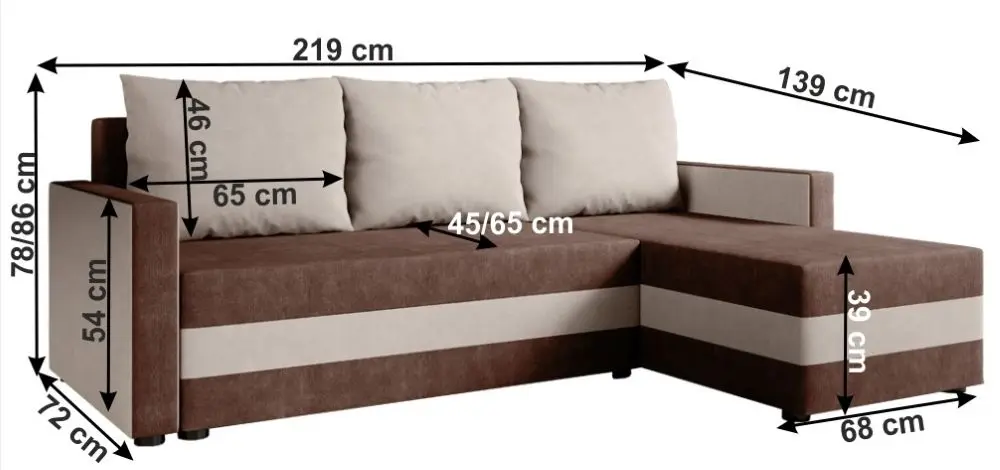 Canapea de colt extensibila Mobhaus Paulita (Brown/Beige) - 3
