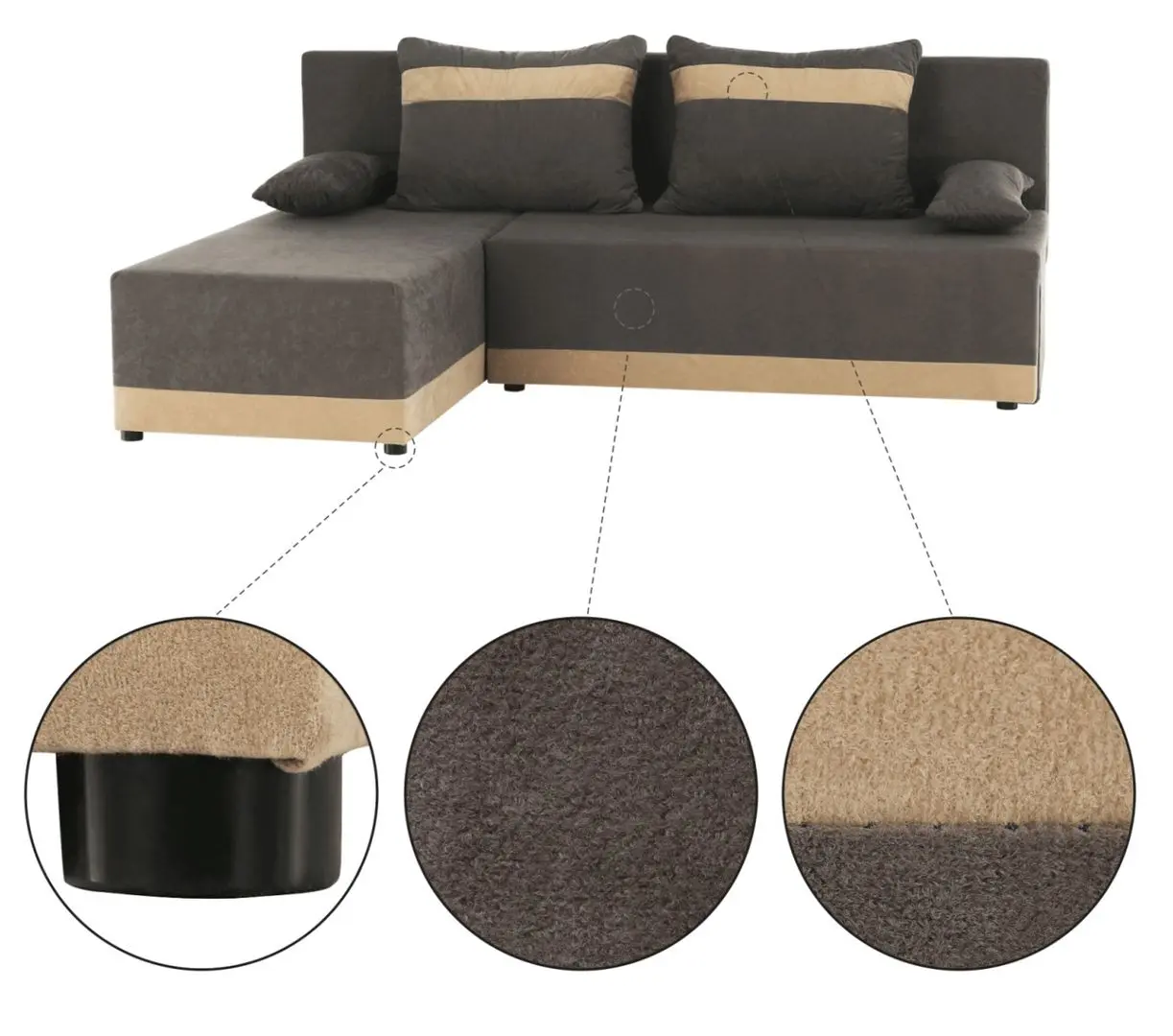 Диван угловой раскладной Mobhaus Romand (Gray/Beige) - 11
