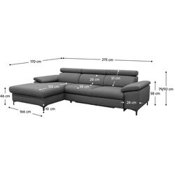 Canapea de colt extensibila Mobhaus Sanil Roh Left (Gray) Thumb