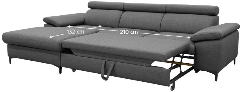 Canapea de colt extensibila Mobhaus Sanil Roh Left (Gray) - 3