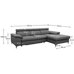 Canapea de colt extensibila Mobhaus Sanil Roh Right (Gray) Thumb