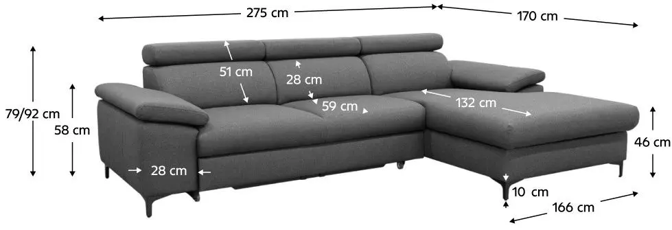 Canapea de colt extensibila Mobhaus Sanil Roh Right (Gray) - 2