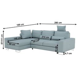 Canapea de colt extensibila Mobhaus Sati Left (Mint) Thumb