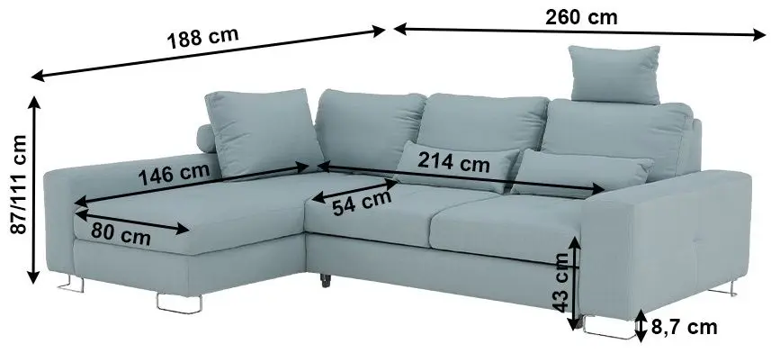 Canapea de colt extensibila Mobhaus Sati Left (Mint) - 2