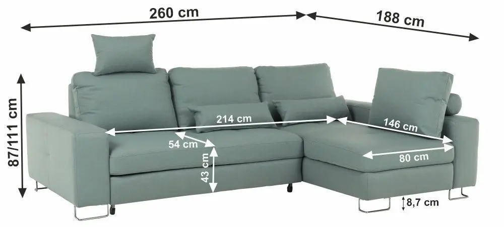 Canapea de colt extensibila Mobhaus Sati Right (Menthol) - 14