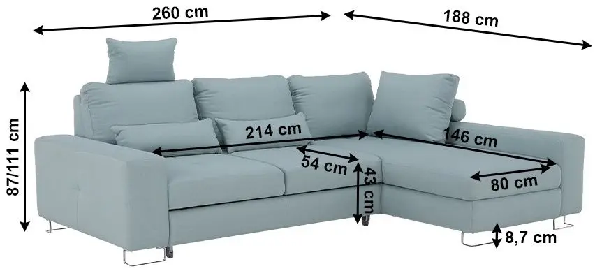 Canapea de colt extensibila Mobhaus Sati Right (Mint) - 2