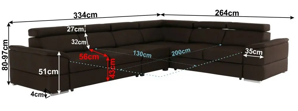 Canapea de colt extensibila Mobhaus Segoria Lux (Chocolate) - 2