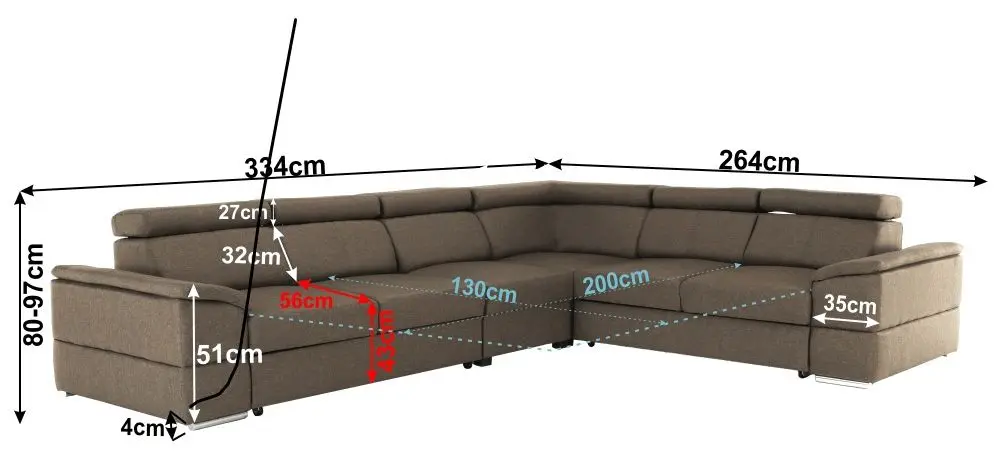 Диван угловой раскладной Mobhaus Segoria Lux Left (Gray-Brown) - 2