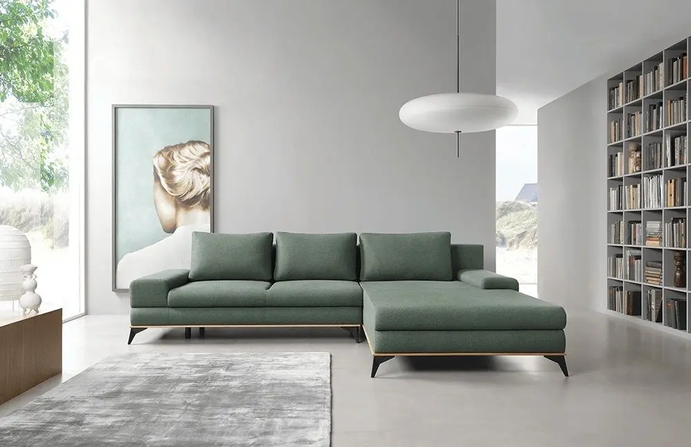 Canapea de colt extensibila Mobhaus Selby Left (Green) - 3