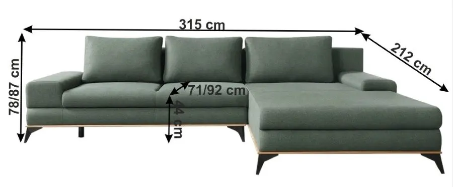 Canapea de colt extensibila Mobhaus Selby Left (Green) - 2