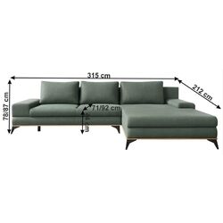 Canapea de colt extensibila Mobhaus Selby Right (Green) Thumb