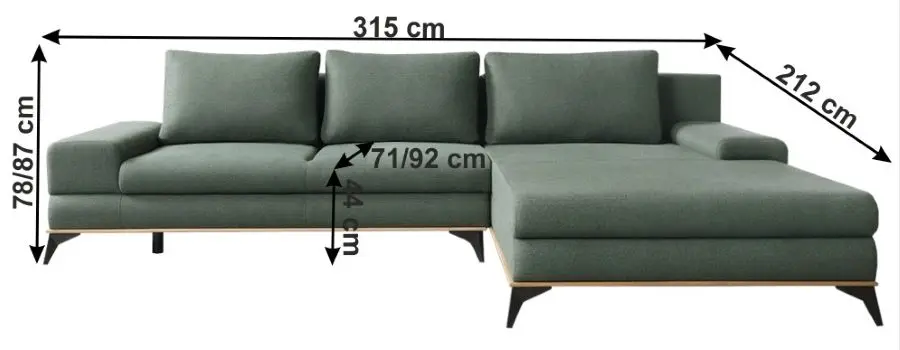 Canapea de colt extensibila Mobhaus Selby Right (Green) - 3
