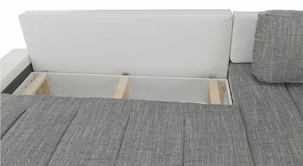 Canapea de colt extensibila Mobhaus Toniks (White/Gray)