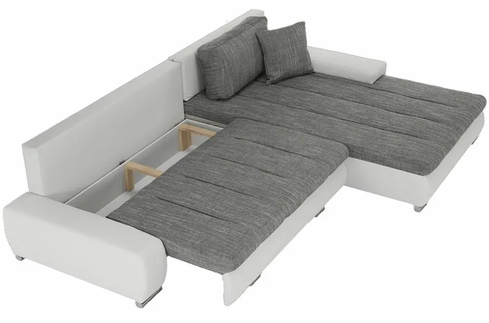 Canapea de colt extensibila Mobhaus Toniks (White/Gray)
