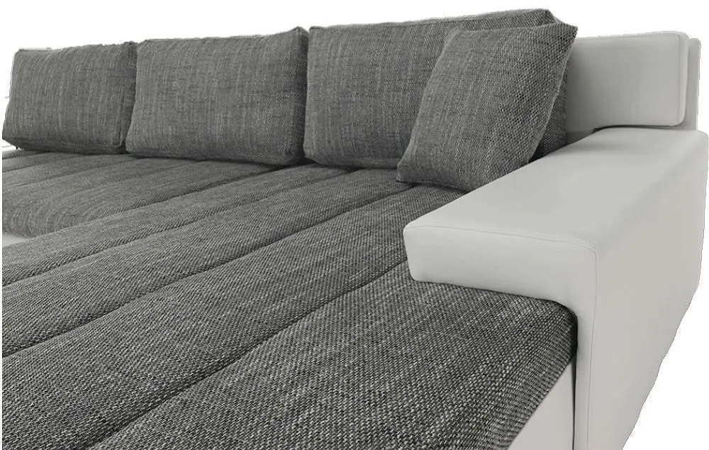 Canapea de colt extensibila Mobhaus Toniks (White/Gray)