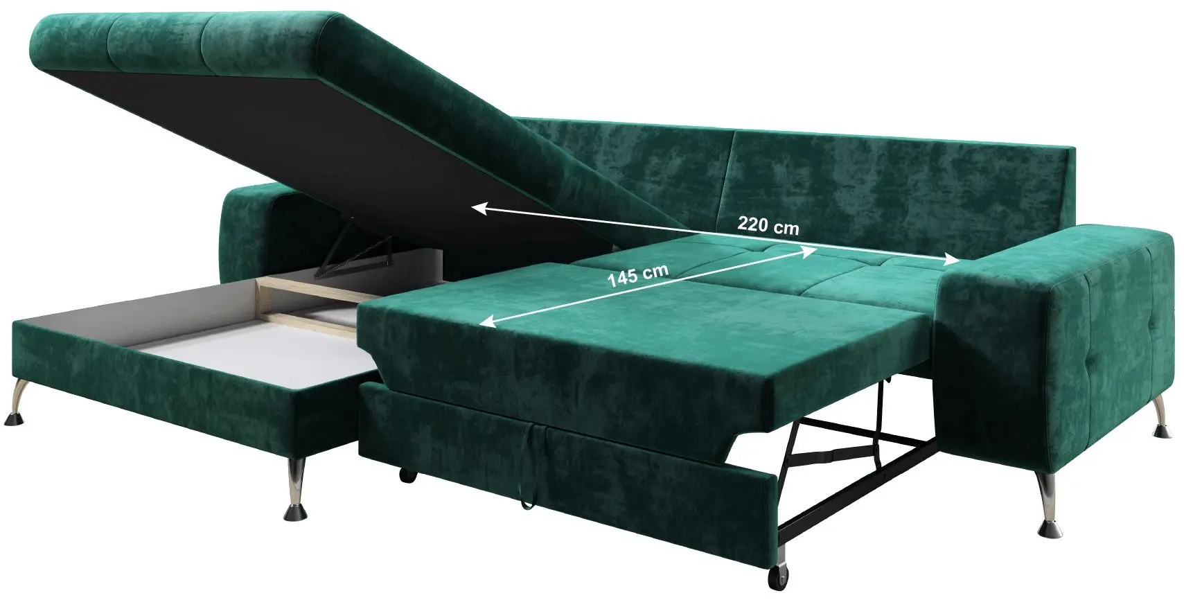 Canapea de colt extensibila Mobhaus Vasat Roh Left (Emerald)