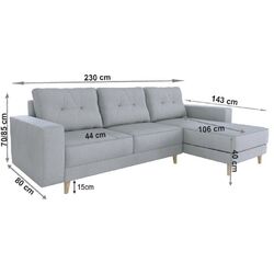 Canapea de colt extensibila Mobhaus Vincent (Light Gray) Thumb
