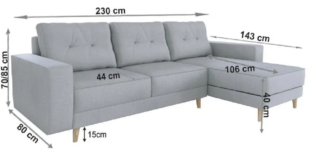 Canapea de colt extensibila Mobhaus Vincent (Light Gray) - 2