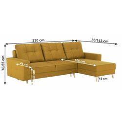 Canapea de colt extensibila Mobhaus Vincent (Mustard) Thumb
