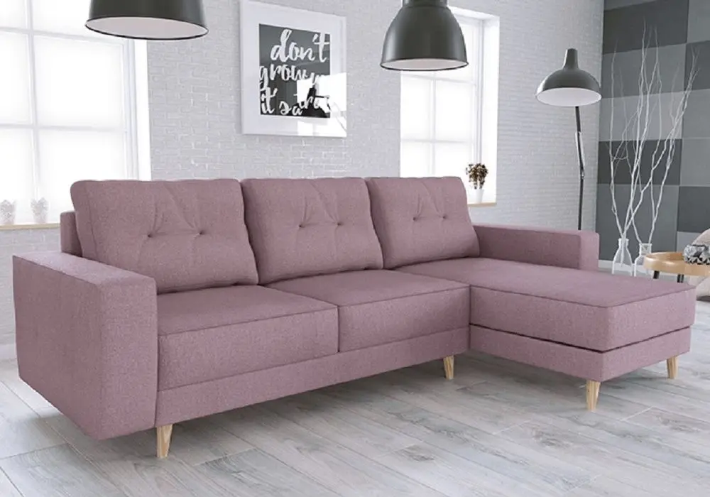 Canapea de colt extensibila Mobhaus Vincent (Old Pink) - 3