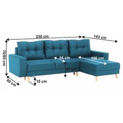 Canapea de colt extensibila Mobhaus Vincent (Turquoise) Thumb