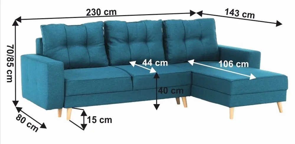 Canapea de colt extensibila Mobhaus Vincent (Turquoise) - 2