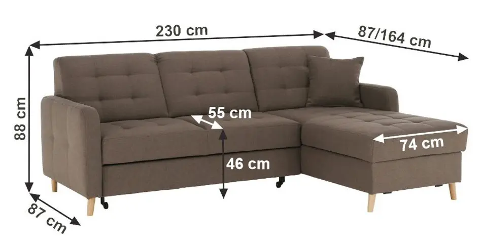 Canapea de colt extensibila Mobhaus Visby (Brown) - 2