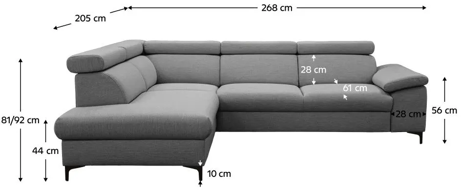 Canapea de colt extensibila Mobhaus Zachary Roh Left (Gray) - 2
