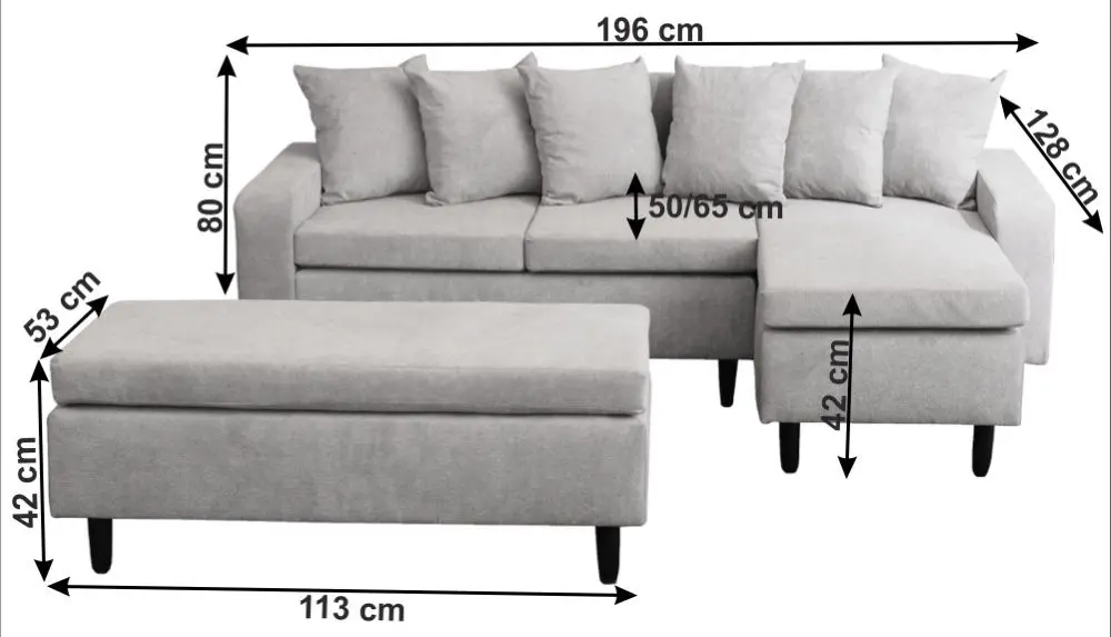 Canapea de colt cu bancheta Mobhaus Kelly Left (Light Gray) - 4