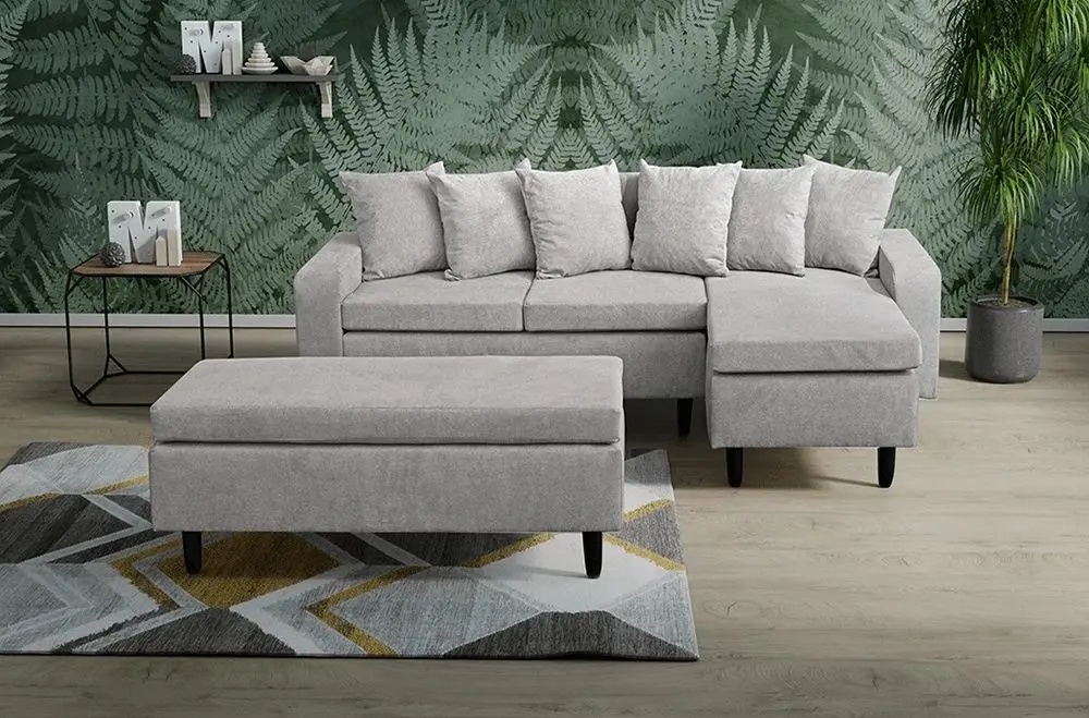Canapea de colt cu bancheta Mobhaus Kelly Left (Light Gray) - 3
