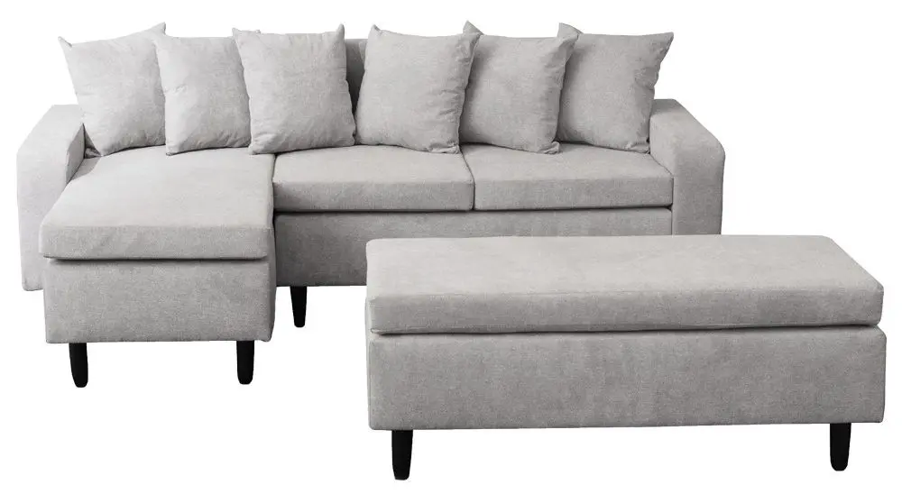 Canapea de colt cu bancheta Mobhaus Kelly Left (Light Gray)