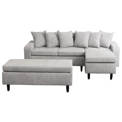 Canapea de colt cu bancheta Mobhaus Kelly Right (Light Gray)