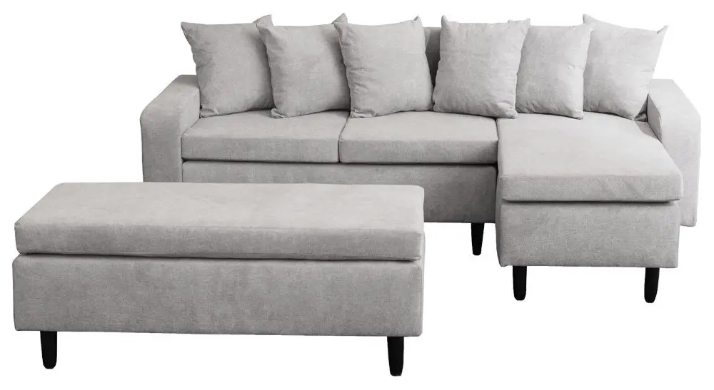 Canapea de colt cu bancheta Mobhaus Kelly Right (Light Gray)