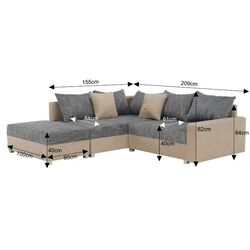 Canapea de colt cu puf Mobhaus Ida New Left (Beige/Gray) Thumb