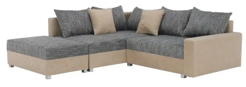 Canapea de colt cu puf Mobhaus Ida New Left (Beige/Gray)